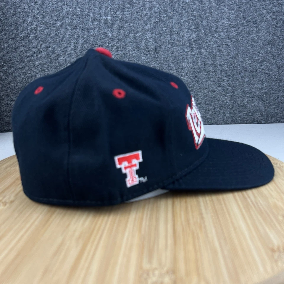 Vintage 1990's Texas Tech Red Raiders Hat Cap Fitted 7 1/2 Black Zephyr Graf-X - Image 3 of 4