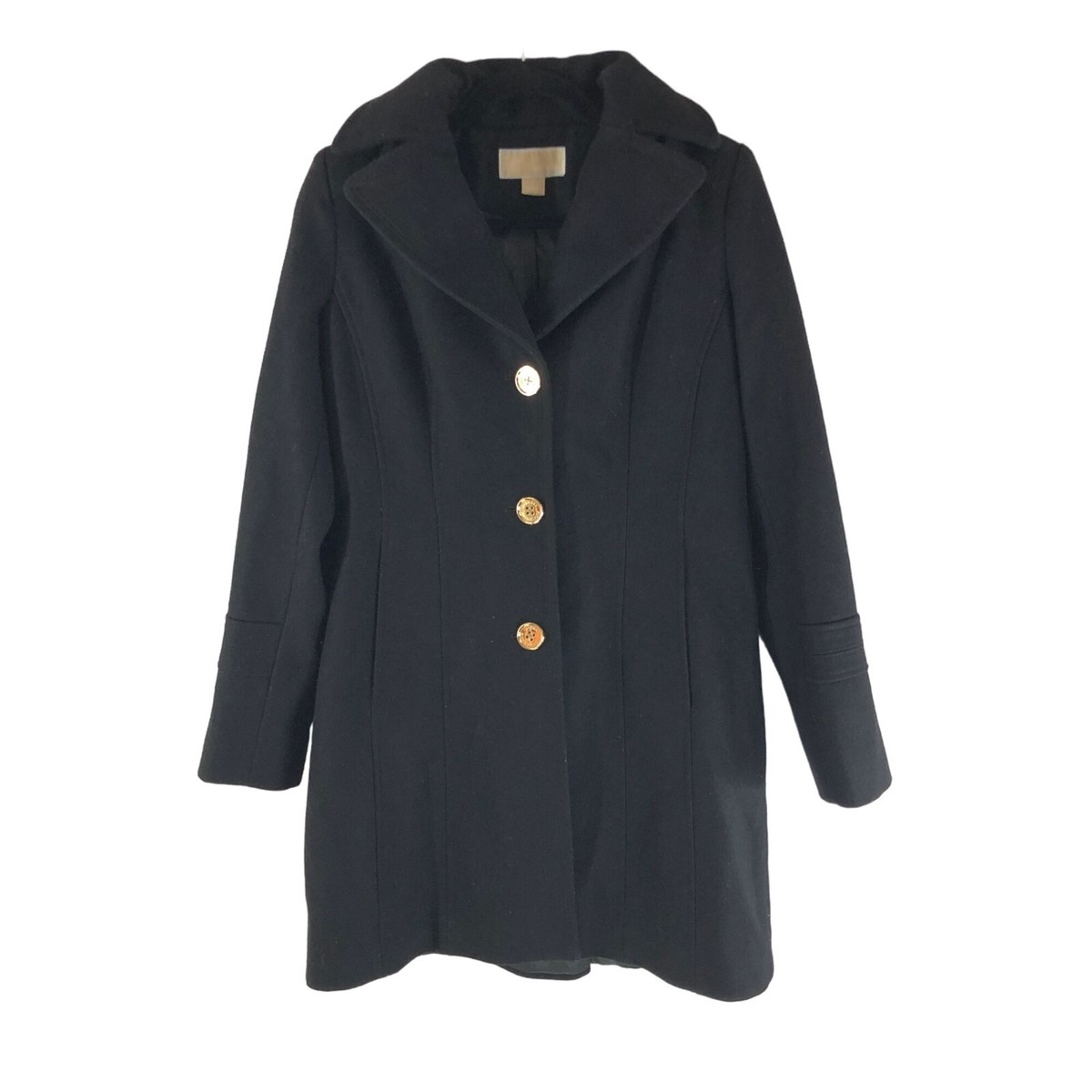 Michael Kors Womens Coat Wool Blend Hooded Button Front