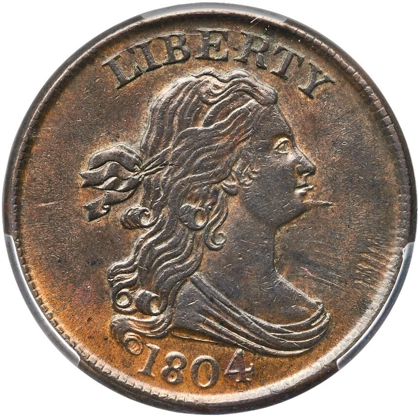 1804 C-8 R-1 PCGS MS 63 BN Spiked Chin Draped Bust Half Cent Coin 1/2c