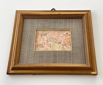 Kleines Vintage Aquarell Gemälde VENEDIG Italien im vergoldeten Rahmen - Italienische Kunst