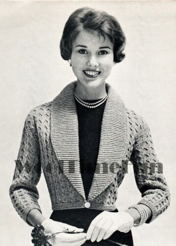 Cardigan/veste femme motif tricot vintage années 1950. Larges revers.  - Photo 1/1