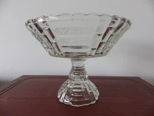 Vintage Jeanette Glass Company CompoteBowl With Flower Designs Etched Inside