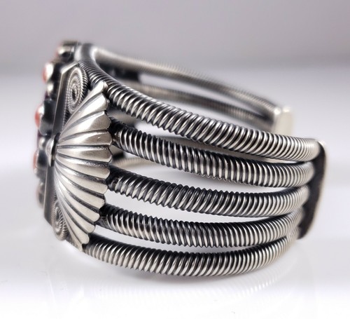 Darrell Cadman Navajo Sterlingsilber Armband mediterran Koralle Cluster - Bild 3 von 9