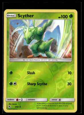 2019 SUN & MOON HIDDEN FATES SCYTHER 5/68 REVERSE HOLO
