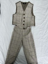 Tommy Hilfiger Toddler Boy's Suit Vest and Pants Set Ivory Brown Size 3 T