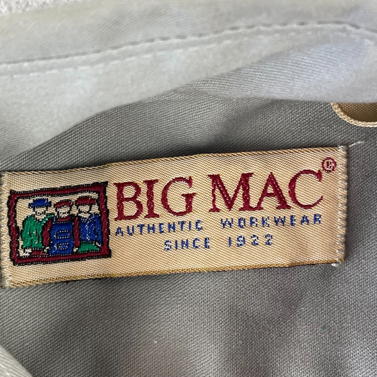 80’s BIGMAC double pocket L/S shirt Vintage Big Mac Shirt Men Small Gray Workwear Long Sleeve
