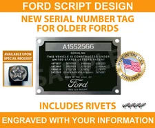 SERIAL NUMBER ID TAG DATA PLATE VINTAGE SCRIPT DESIGN CUSTOM ENGRAVED USA