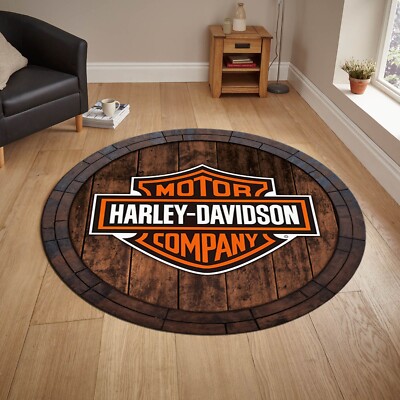 Harley Davidson Round Mat, Harley Davidson Carpet, Motocycle Rug, Biker Decor