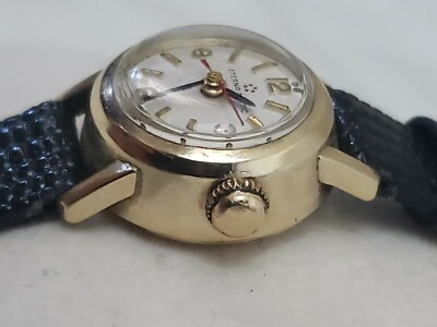 Eterna Matic Womens Solid 14K Yellow Gold Watch - Brown Leather