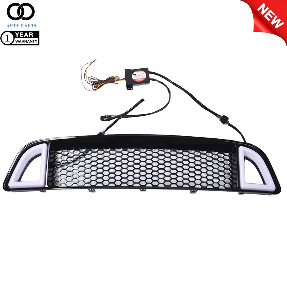 For 2013-2014 Ford Mustang Front Upper Grill Mesh Grille W/ DRL LED Light - Image 3 of 4
