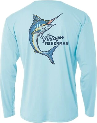 Long sleeve microfiber UPF 50 fishing and boating sun shirt quick dry Marlin