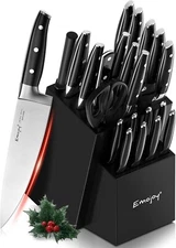Knife Set, 22-Piece Kitchen Knife Set with Block Wooden German Stainless Steel