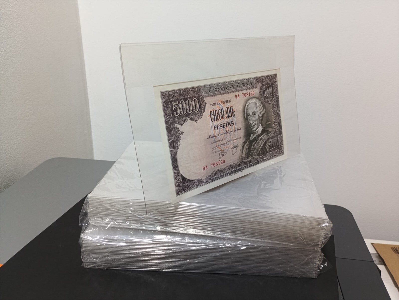 Pack 25 Fundas de plástico rígida protectoras para billetes de 130,5 x 210 mm