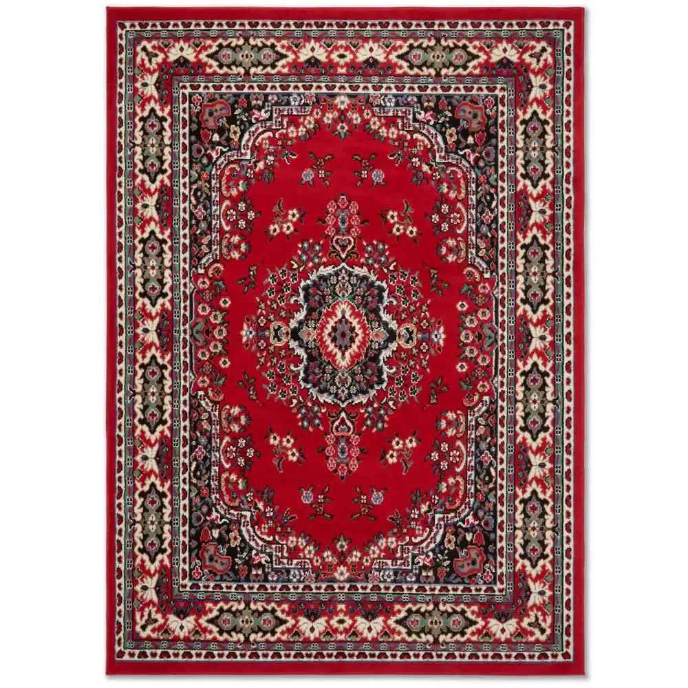 Area Rug Premium Sakarya 9 X 12 Feet Elagant Medallion Stain Resistant Red/Black