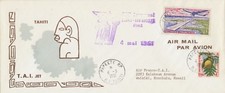 FRENCH POLYNESIA 1961 T.A.I Jet First Direct Flight PAPEETE-LOS ANGELES-HONOLULU