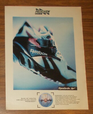 Seltene Werbung vintage REEBOK PRESEASON Trainings-Kollektion Sportschuhe 1993