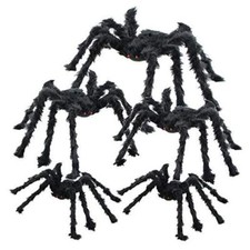 5pcs Halloween Spider Gaint Hairy Spider with Red Eyes,Bendable Legs Scary