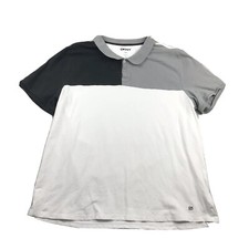 DKNY Shirt Mens XXL White Colorblock Slim Fit Polo Short Sleeves