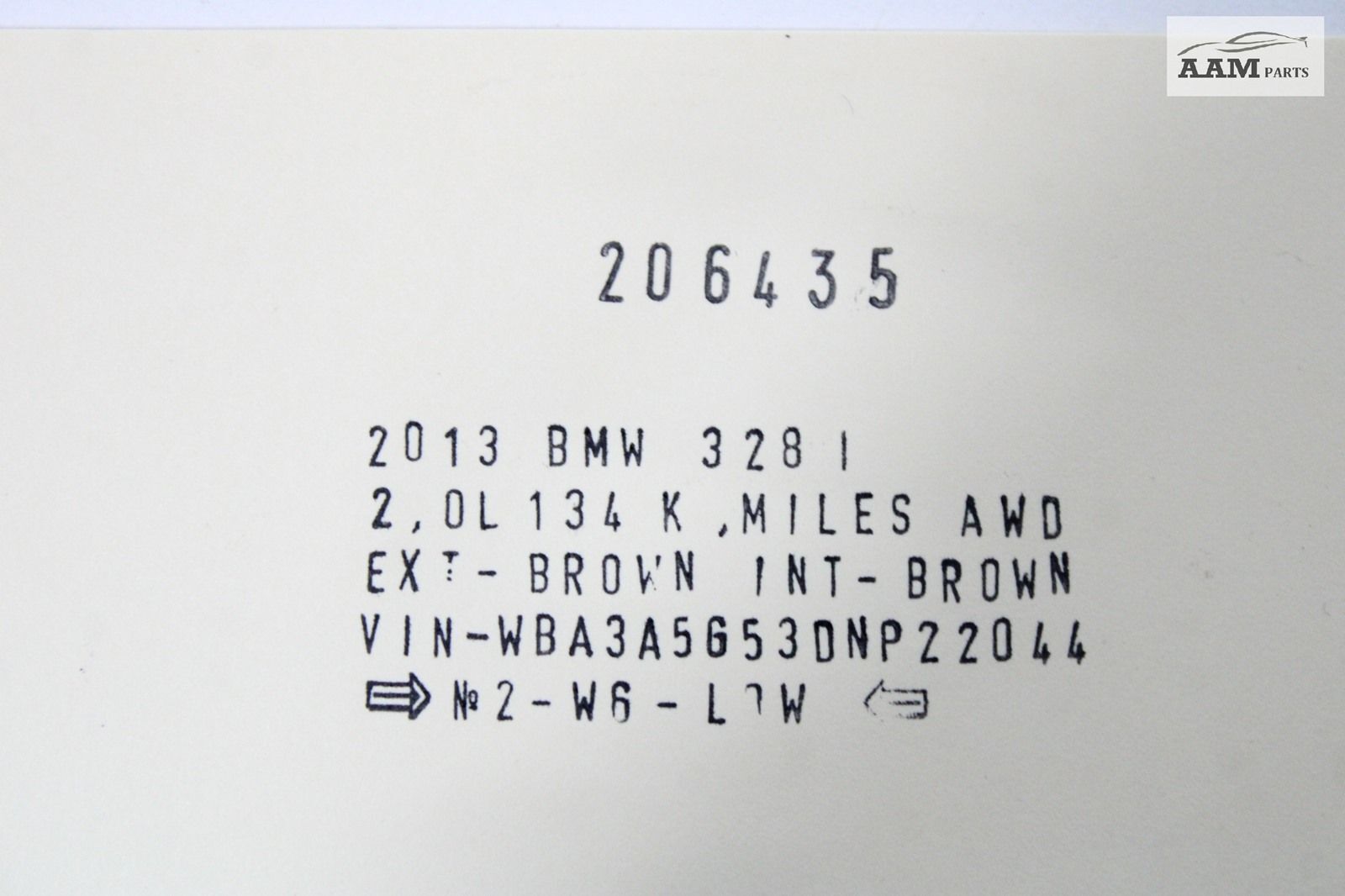 20122016 BMW 328I F30 2.0L N20 GAS ENGINE MOTOR FUEL TANK VENT PIPE