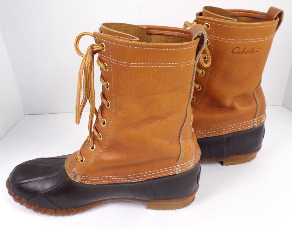 Cabela's Steel Shank Leather Rubber Lace Up 10" Tall Rain Duck Boots Women 10 - Image 4 of 4