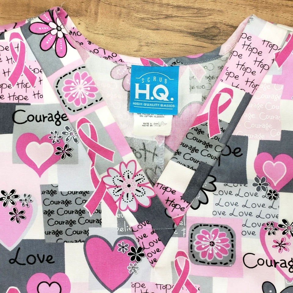 Esfoliante H.Q. Top feminino rosa e cinza câncer de mama fita coragem amor tamanho P - Imagem 2 de 4