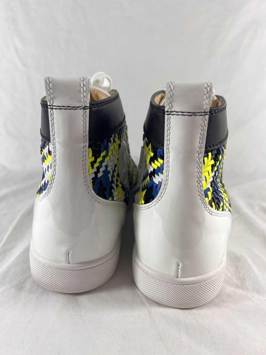 CHRISTIAN LOUBOUTIN Multicolor Woven Leather Spiked Cap Toe