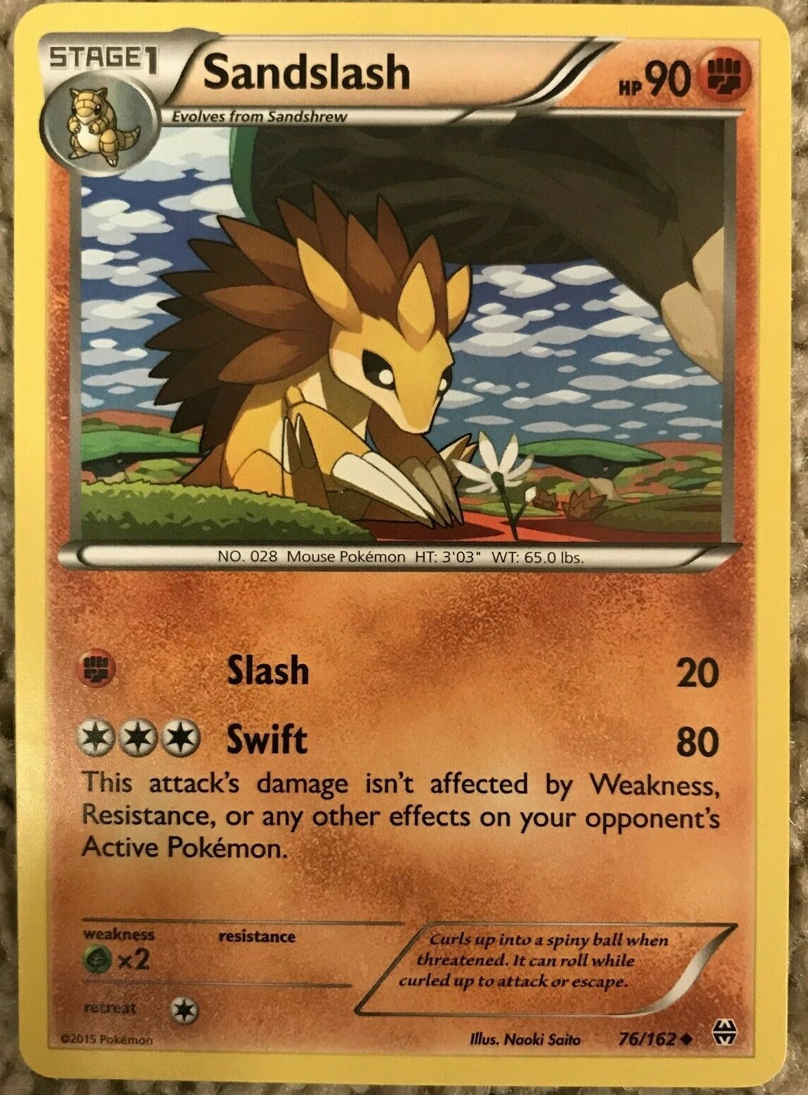 Sandslash 76/162 Uncommon - XY - BREAKthrough Pokemon Card NM Near Mint