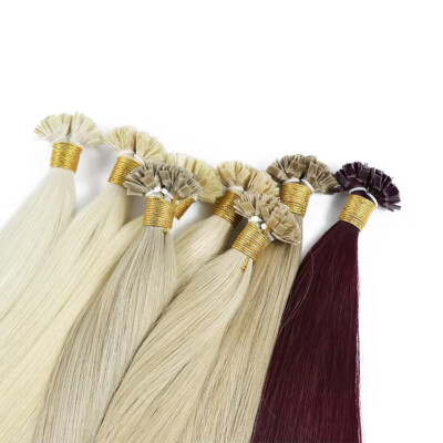 Keratin Bonded Mini Flat Tip Human Hair Extensions Double Drawn Thick Highlight