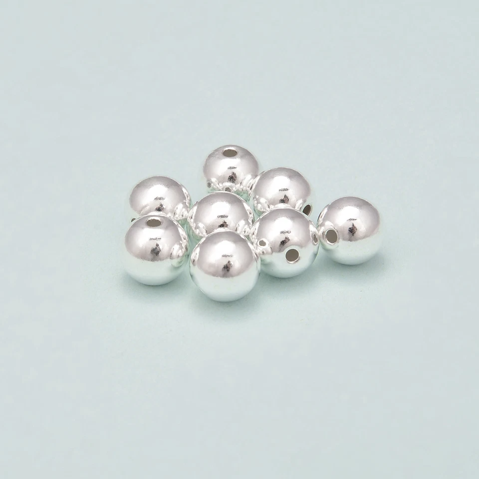 925 Sterling Silver Round Beads Size 2mm-12mm Sold by Bag - Image 4 of 4