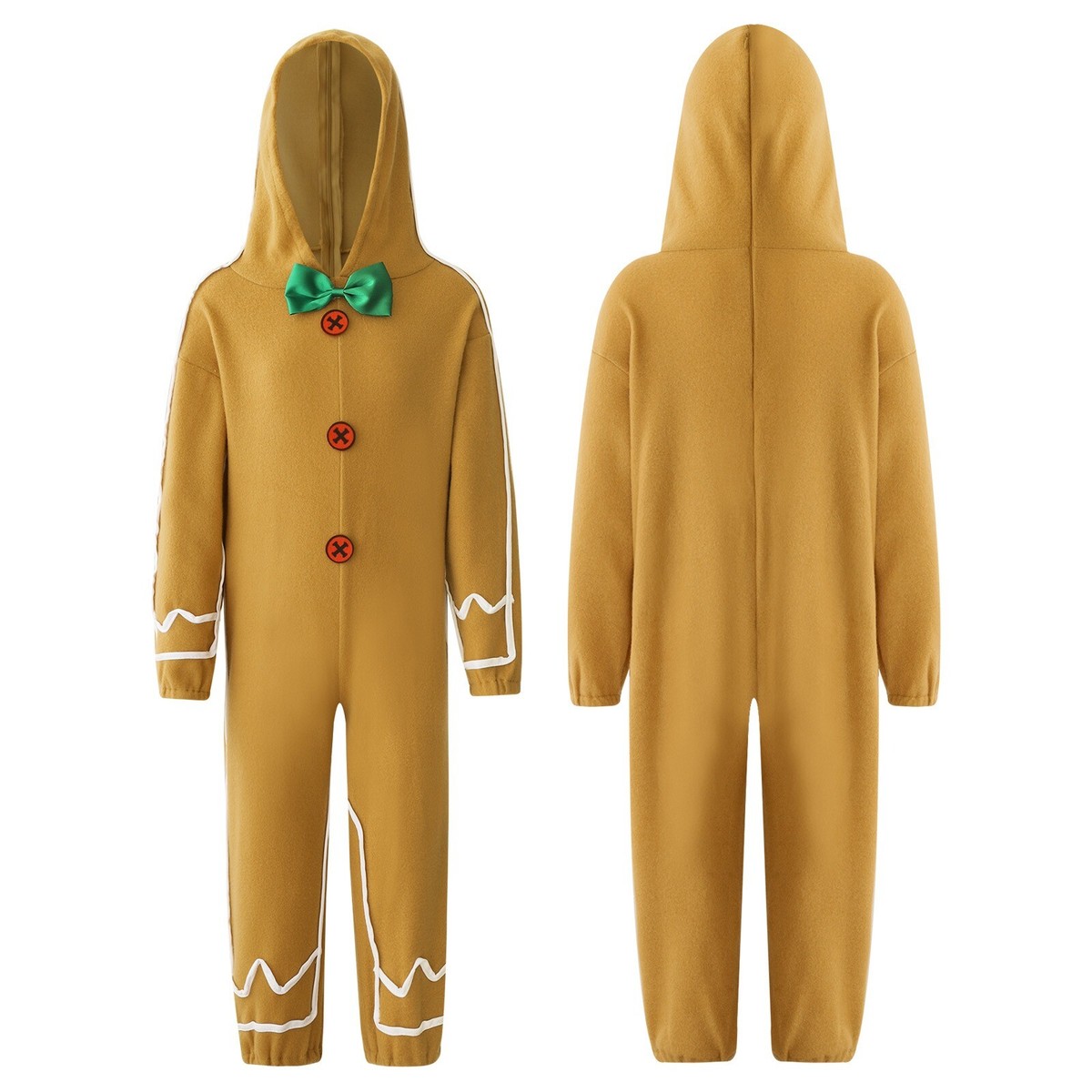 Kids Hooded Christmas Gingerbread Man Performance Jumpsuit Cookie