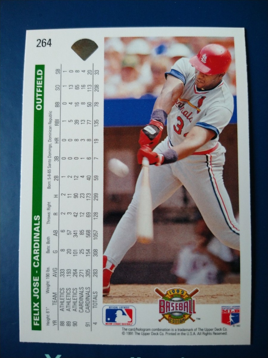 1992 Upper Deck Baseball Felix Jose #264 St. Louis Cardinals | eBay