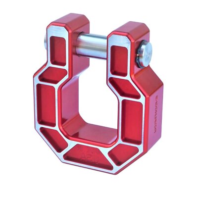 Royal Show Shackle - PAIR - D Ring Hook - BILLET (Royal Hooks) RED MILLED