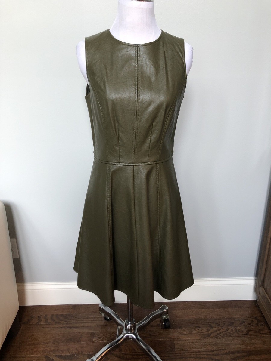 vince camuto Faux Leather Dark Olive Green FIT AND Flare Dress Size 4 | eBay vince camuto Faux Leather Dark Olive Green FIT AND Flare Dress Size 4 | eBay