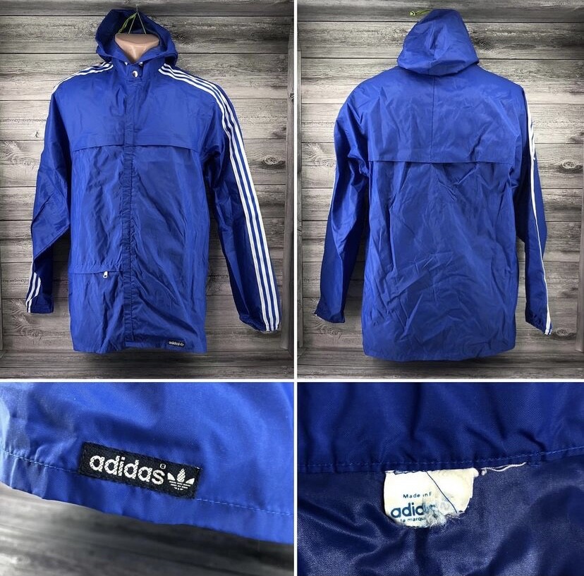 小物 adidas ORIGINALS BULE COLLECT RAIN COAT VTG 80's Adidas Originals rare raincoat jacket and pants