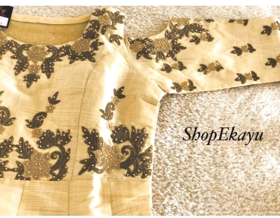 Indian/Pakistani party wear floor length anarkali with cold shoulders - Image 2 of 4