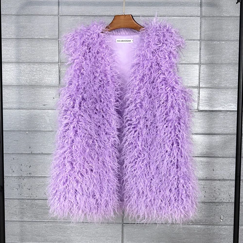 Mujeres Talla Grande Imitación Lana Piel Largo Imitación Skeep Piel Invierno Chaleco Cálido - Imagen 17 de 43