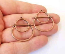 2 Pcs Dangle Circle Charms Antique Copper Plated jewelry accessories