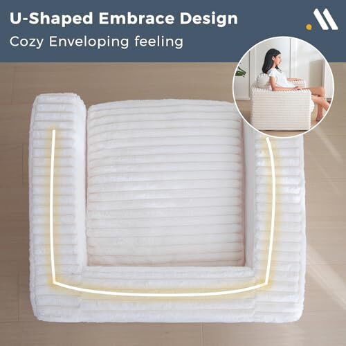 Giant Bean Bag Chair for Adults, Upholstered Floor Sofa with Standard White - Picture 7 of 8
