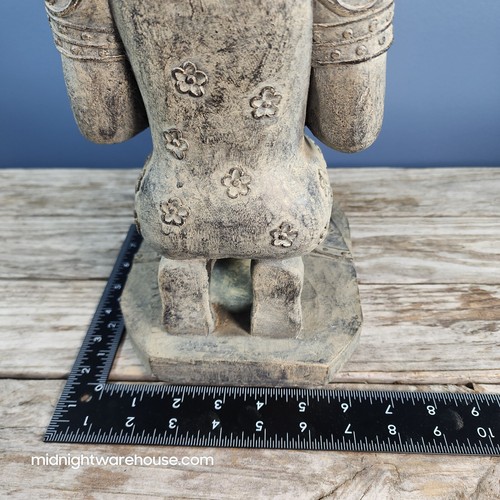 Buddha Statue Kneeling w/ Candle Holder Pewter Plate 15" Tall Hand Painted - Picture 6 of 10
