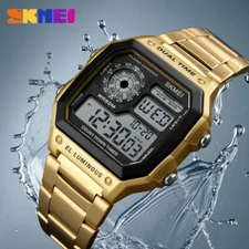 SKMEI Waterproof Mens Women Classic Digital Stainless Steel Sport Wristwatch