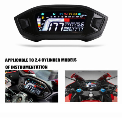Motorcycle LCD Digital Odometer LED Speedometer Universal For 2,4 Cylinder Model