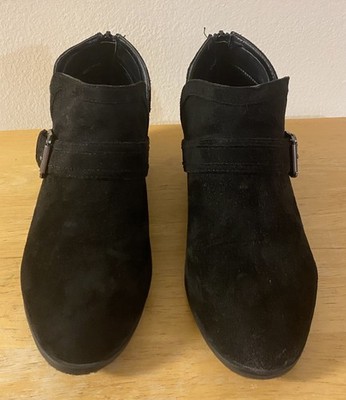 Pierre Dumas  Black Ankle Boots  Suede Zip Back Buckle Side Women s Size 10