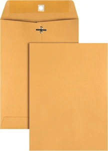 100 Quality Park Gummed Kraft Clasp Envelopes 7.5 x10.5 Fast FREE SHIPPING NEW