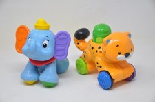 Fisher Price AMAZING ANIMALS Lot of 2 Monkey Elephant Push Go Chettah