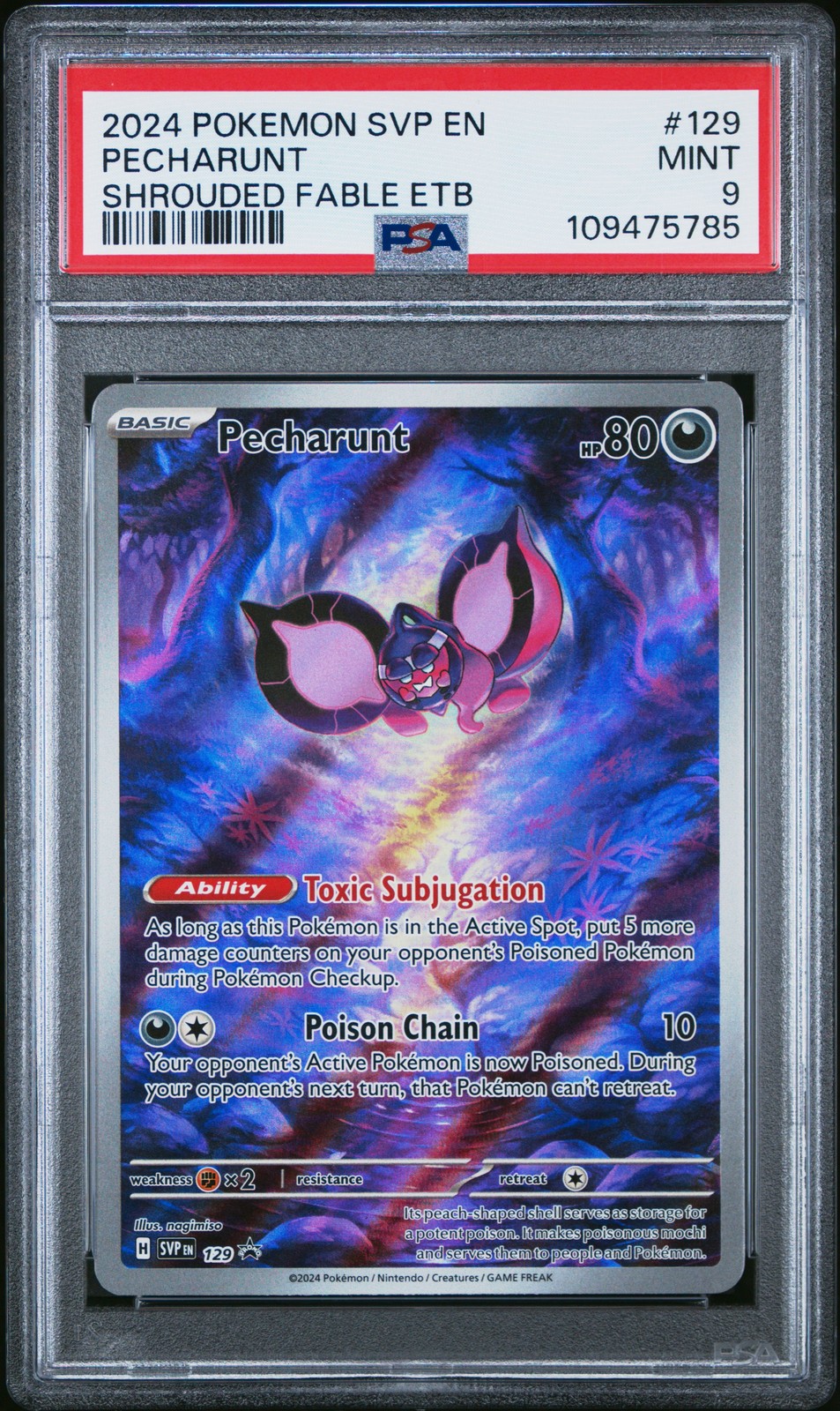 2024 POKEMON SVP EN-SV BLACK STAR PROMO #129 PECHARUNT PSA 9