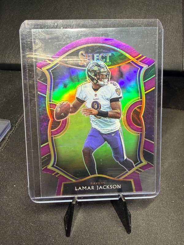 2020 Panini Select Lamar Jackson Card Purple Prizm Concourse Baltimore Ravens #3