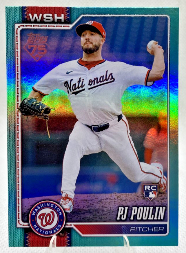 2026 Topps Series 2  #405 PJ Poulin - Aqua Rainbow Foil Washington Nationals RC
