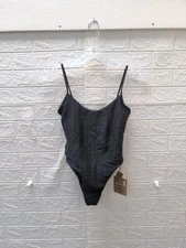 New Toast Swim High Cut One Piece Swimsuit Black Sz M