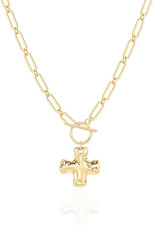 Cross Pendant Necklaces for Women Trendy, 14K Dainty Gold Plated Paperclip Neckl