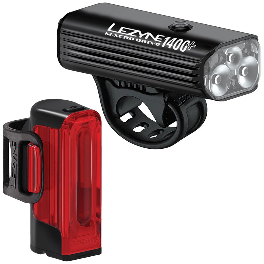 Lezyne Macro Drive 1400+ & Strip Drive Pro 400+ Bike Light Set - USB-C